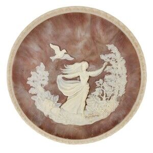 Vintage 1979 Pink Solid Incolay Stone "To A Skylark" 3D Decorative Plate
